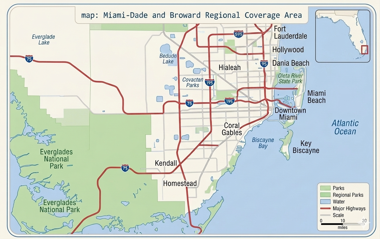 Miami-Dade and Broward coverage area map